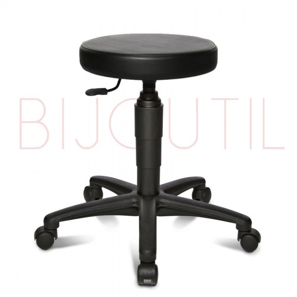 Workshop stool with 5 wheels height 44-64 cm, black Ø 35 cm